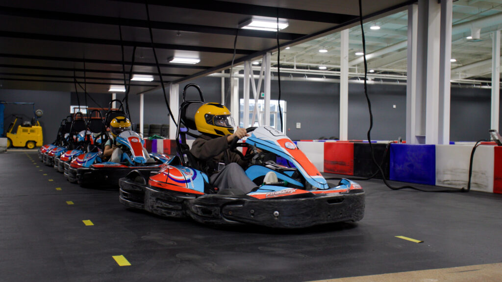 Boardwalk Raceway indoor go-kart track from ground level