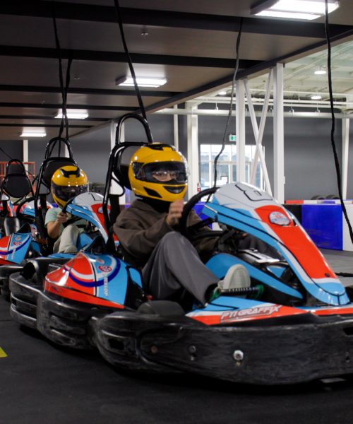 Boardwalk Raceway go-kart track viewed from the pit area